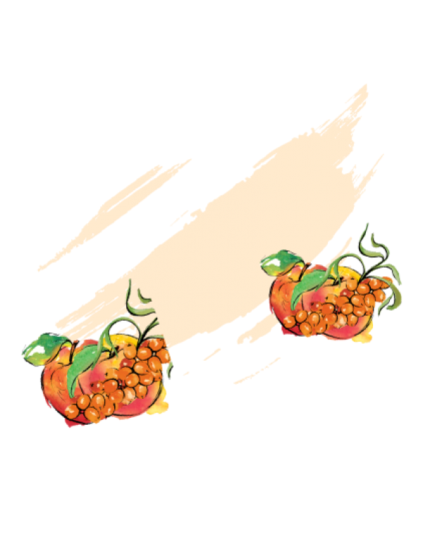 Sea buckthorn with peach and apple